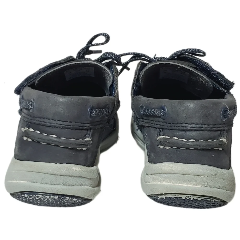 Sperry Top Sider Gamefish Jr. Grey & Blue Leather Loafer Boat Shoe Size 7M Kids